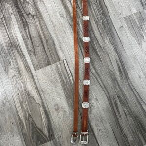 Set of 2 leather 30” belts brown
